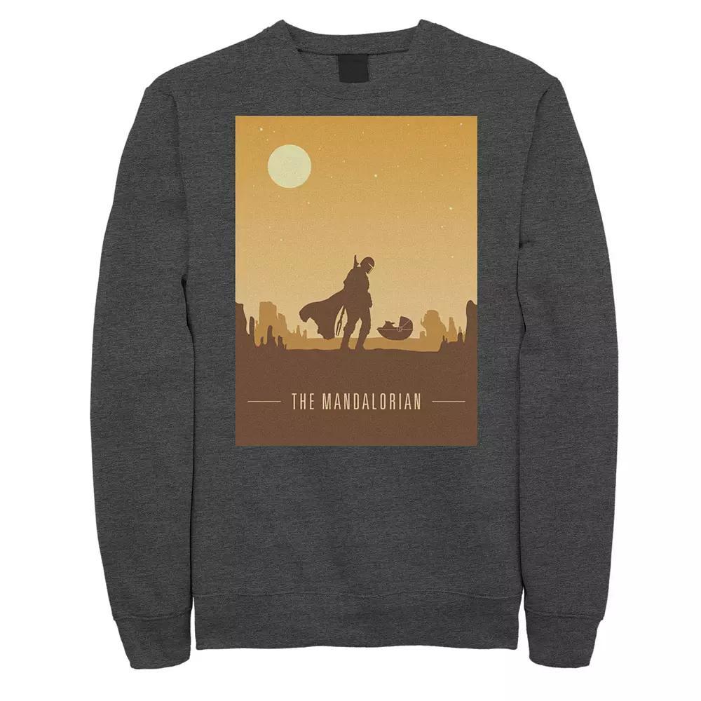 Men's Star Wars The Mandalorian & The Child Silhouette Poster Sweatshirt, Size: Large, Grey Heather Product Image