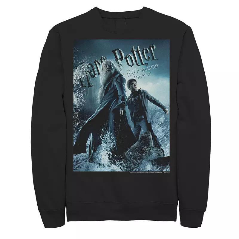 Men's Harry Potter Half-Blood Prince Dumbledore And Harry Poster Fleece Graphic Pullover, Size: Medium, Black Product Image