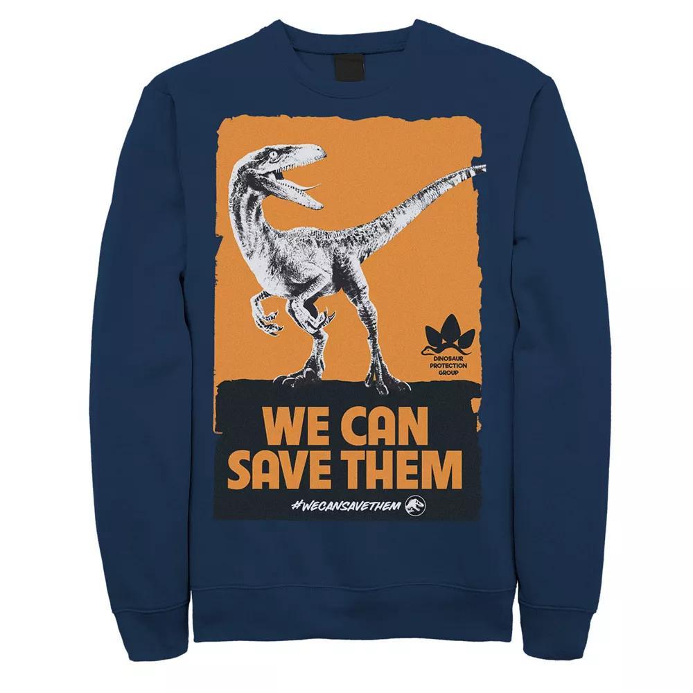 Men's Jurassic World We Can Save Them Poster Sweatshirt, Size: Large, Blue Product Image