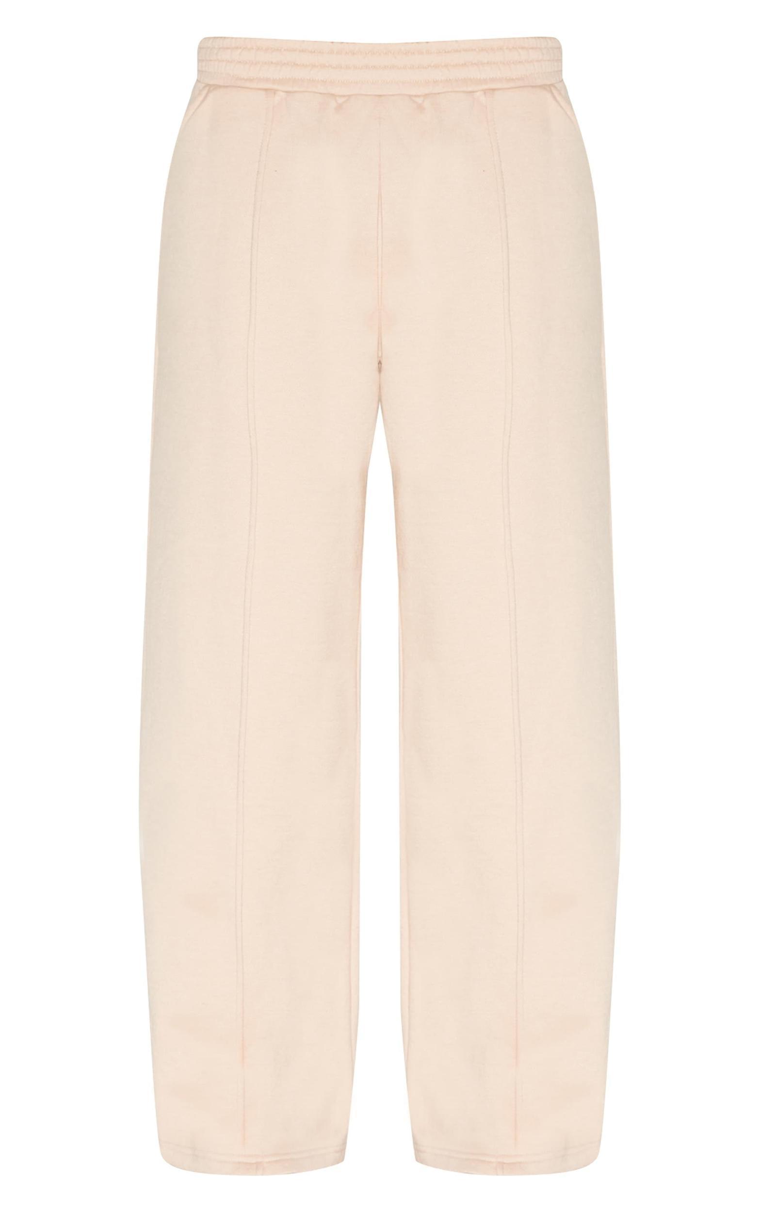 Oatmeal Wide Leg Pintuck Sweatpants Product Image