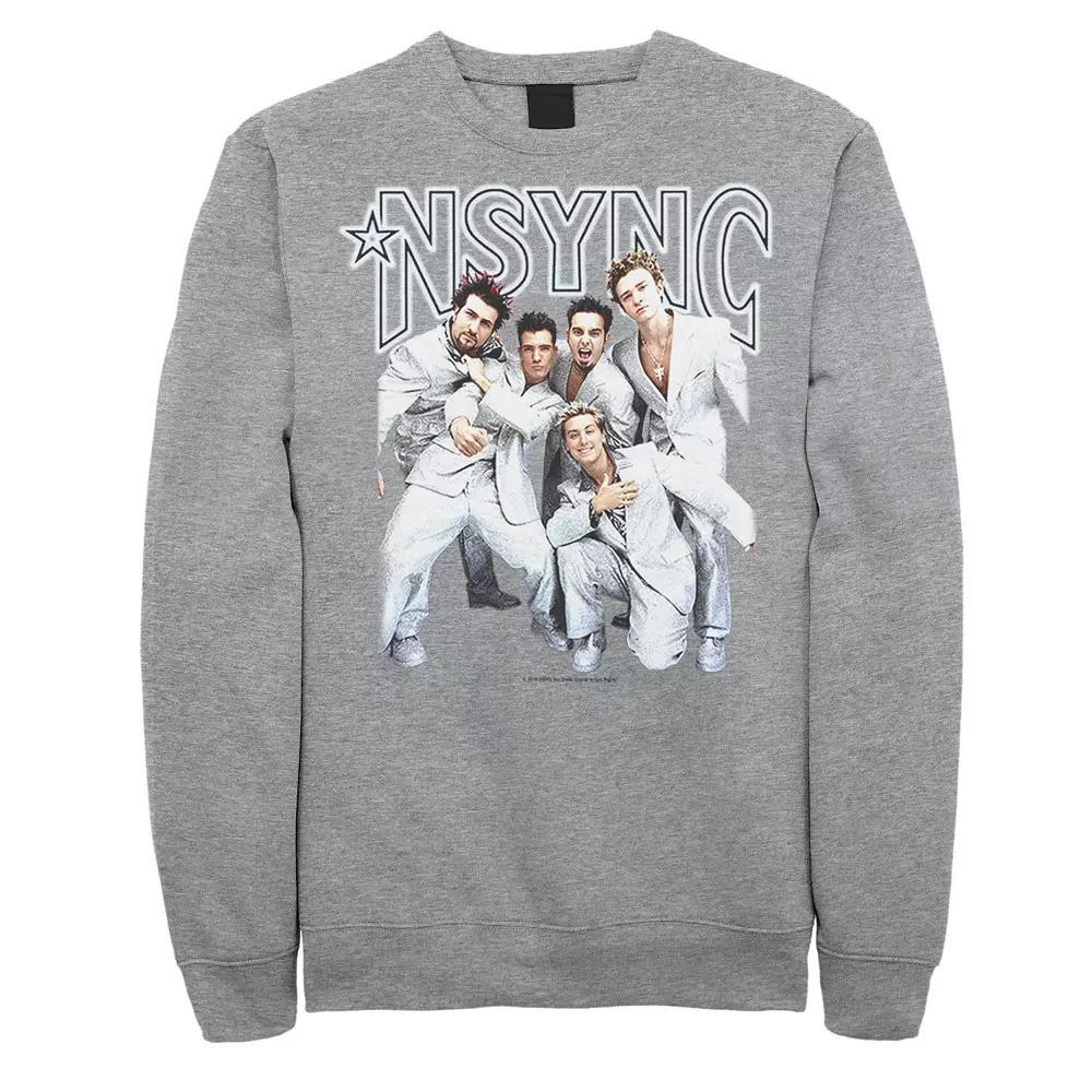 Men's NSYNC Group Shot Portrait Sweatshirt, Size: Small, Athletic Grey Product Image