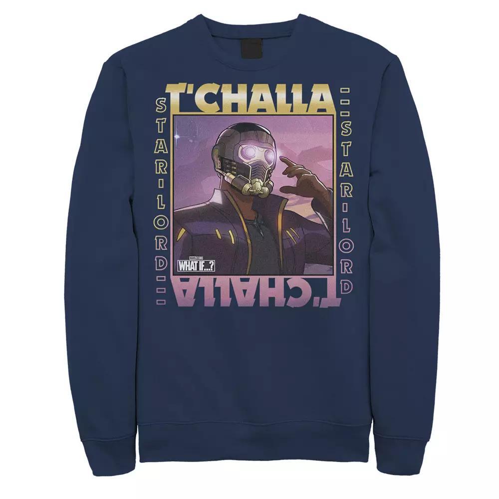 Men's Marvel What If T'Challa Star Lord Poster Sweatshirt, Size: XXL, Blue Product Image