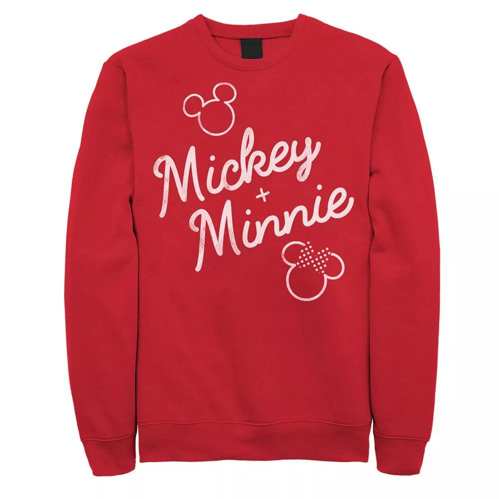 Disney's Mickey Plus Minnie Mouse Men's Outline Sweatshirt, Size: XL, Red Product Image