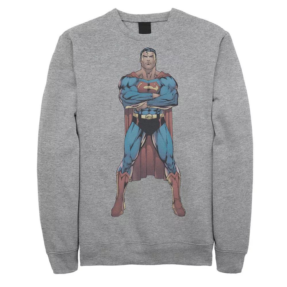 Men's DC Comics Superman Power Stance Comic Poster Sweatshirt, Size: Small, Athletic Grey Product Image