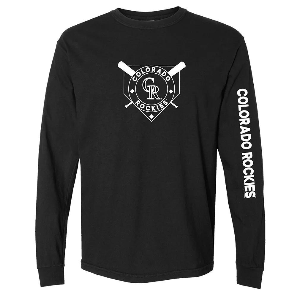 Women's Soft as a Grape Black Colorado Rockies Pigment Dye Long Sleeve T-Shirt, Size: Large Product Image