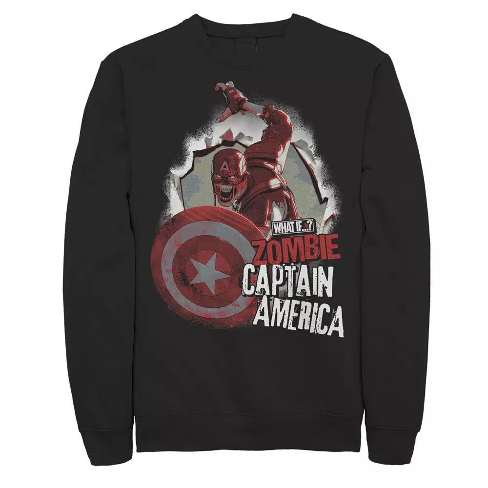 Men's Marvel What If Captain America Zombie Burst Poster Sweatshirt, Boy's, Size: XXL, Black Product Image