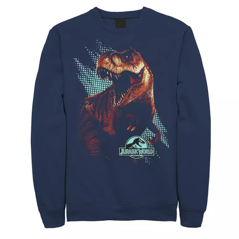 Men's Jurassic World Red Evolved Predator T-Rex Sweashirt, Size: Small, Blue Product Image