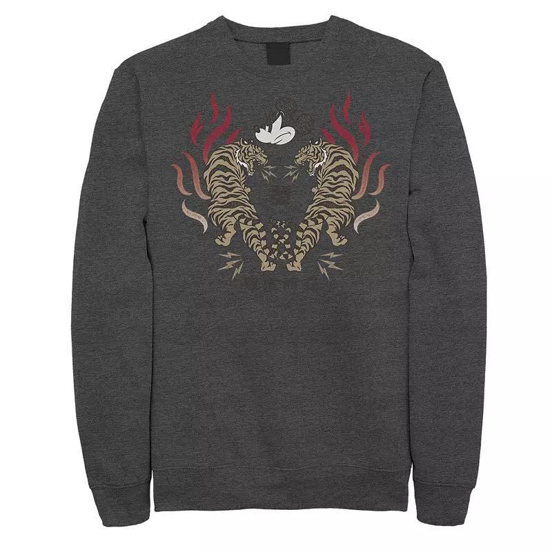Men's Disney Mickey Mouse Year Of The Tiger Retro Kanji Collage Sweatshirt, Size: Small, Grey Heather Product Image
