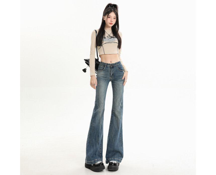 Mid Rise Washed Flared Jeans (Various Designs) Product Image