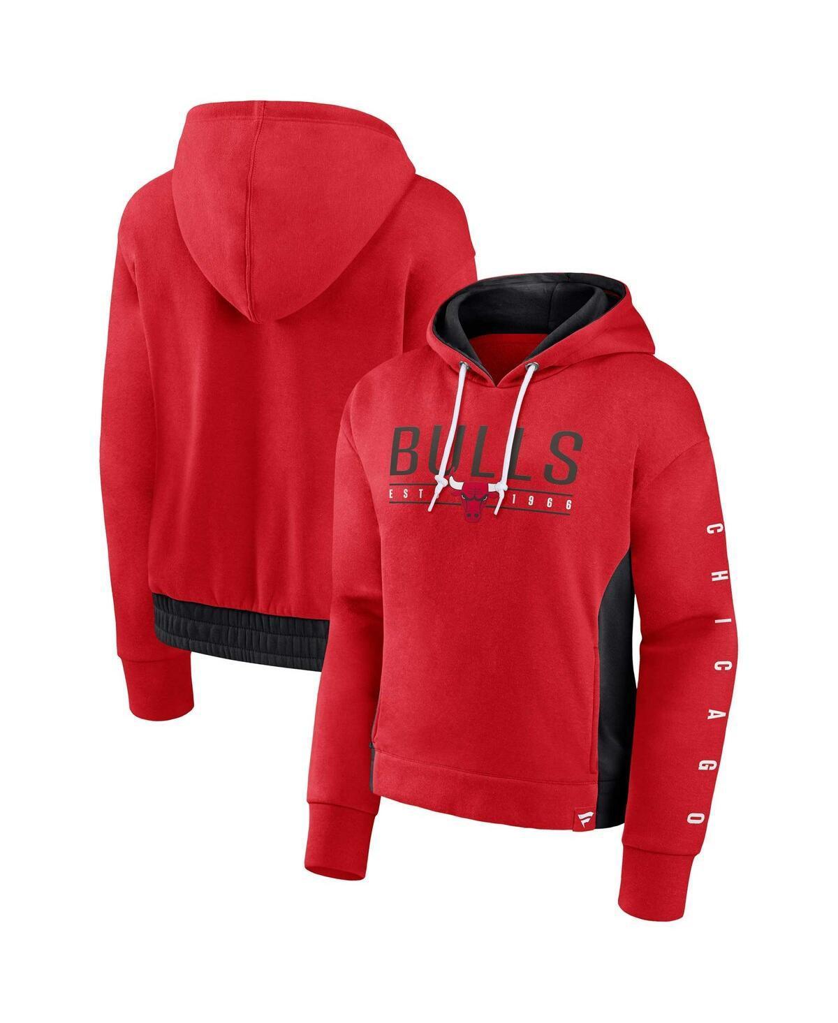 Women's Fanatics Branded Red Chicago Bulls Iconic Halftime Colorblock Pullover Hoodie, Size: Small Product Image