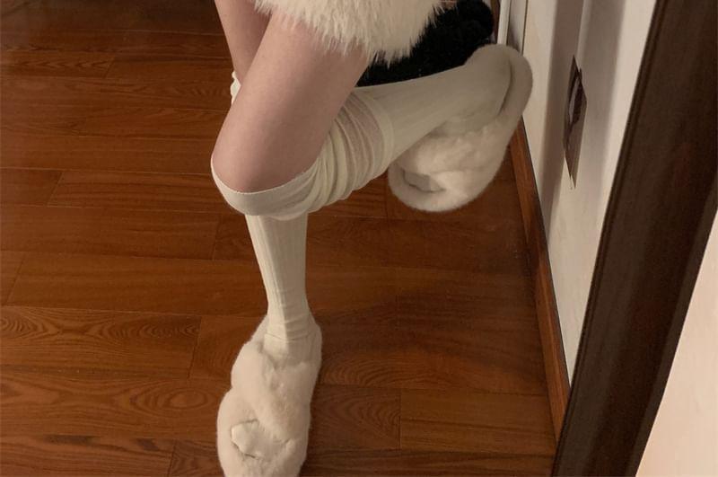 High Rise Plaid Fluffy Trim Mini A-Line Skirt Product Image