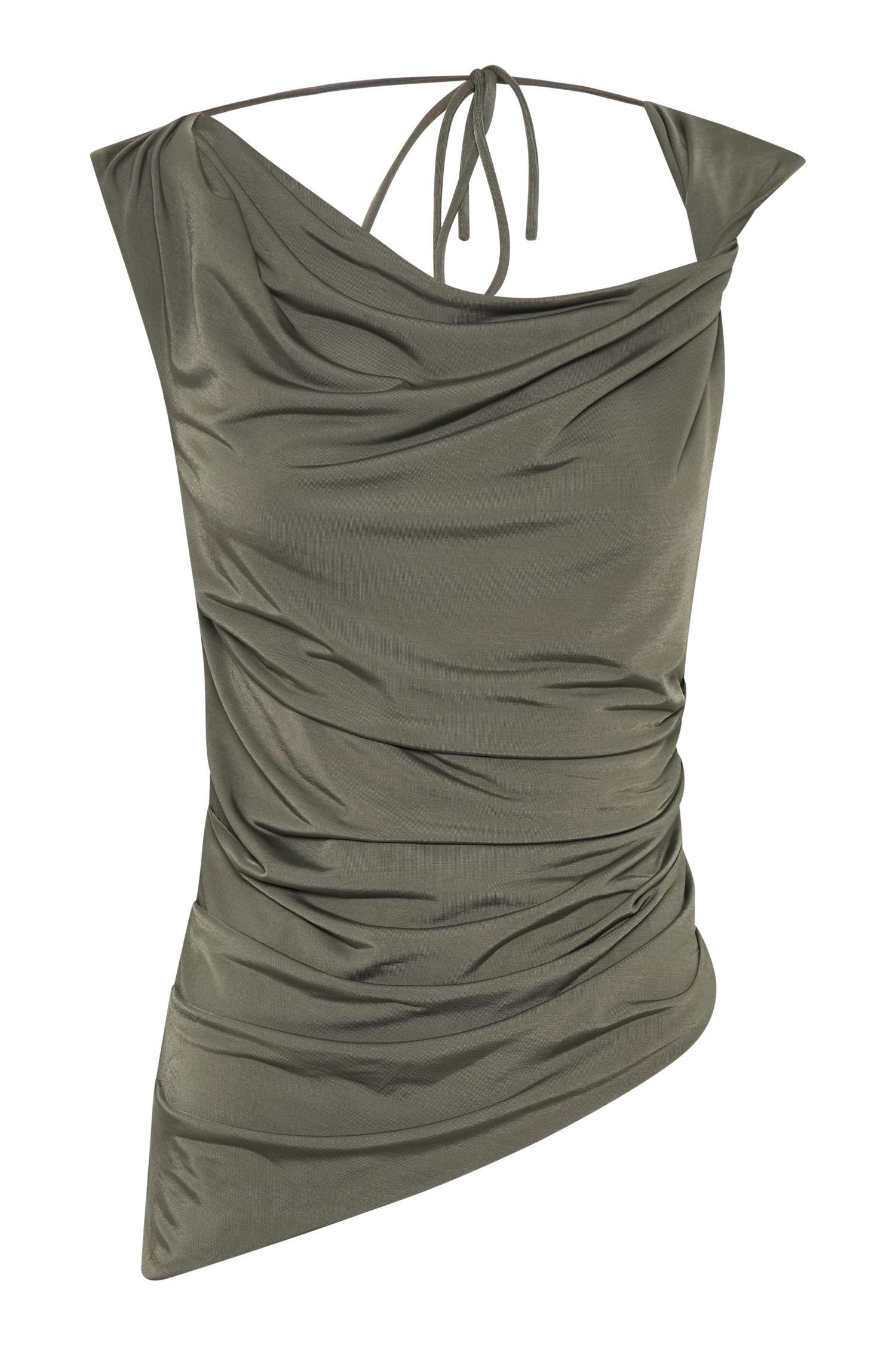 Prianyka Slinky Sleeveless Top - Military Olive Product Image