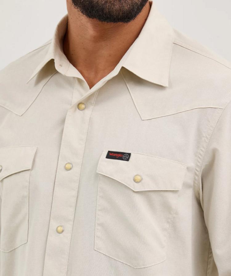 Wrangler® Men's L/S Pelican/Khaki ATG™ Drover Utility Snap Shirt Product Image