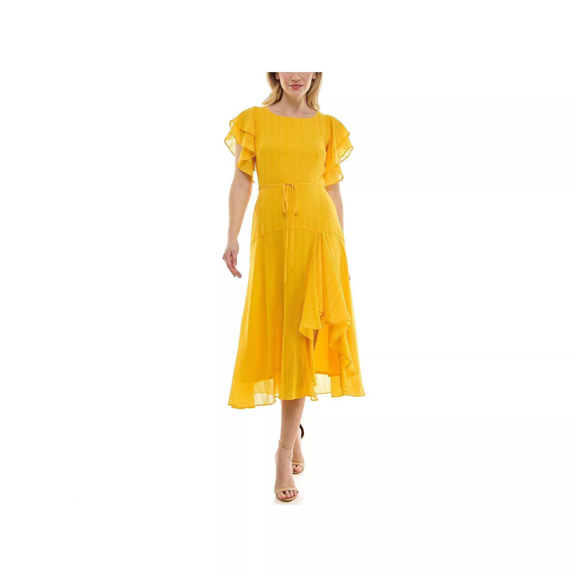 Women's Maison Tara Flutter Sleeve Midi Dress, Size: 4, Yellow Product Image