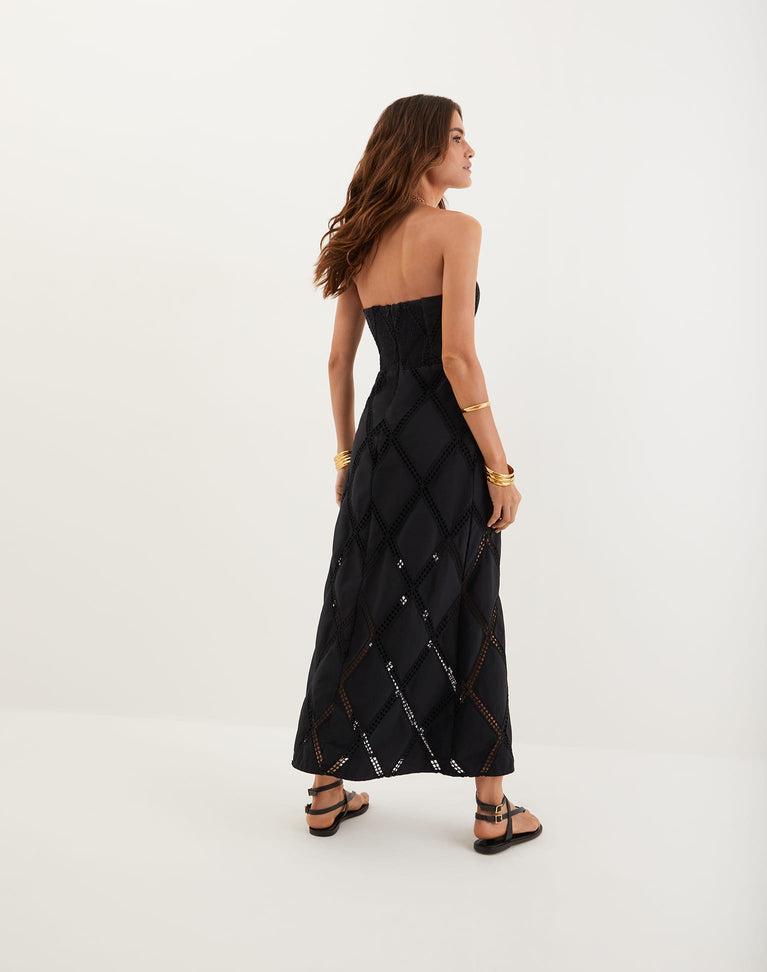 Eyelet Zhen Long Dress - Black Product Image