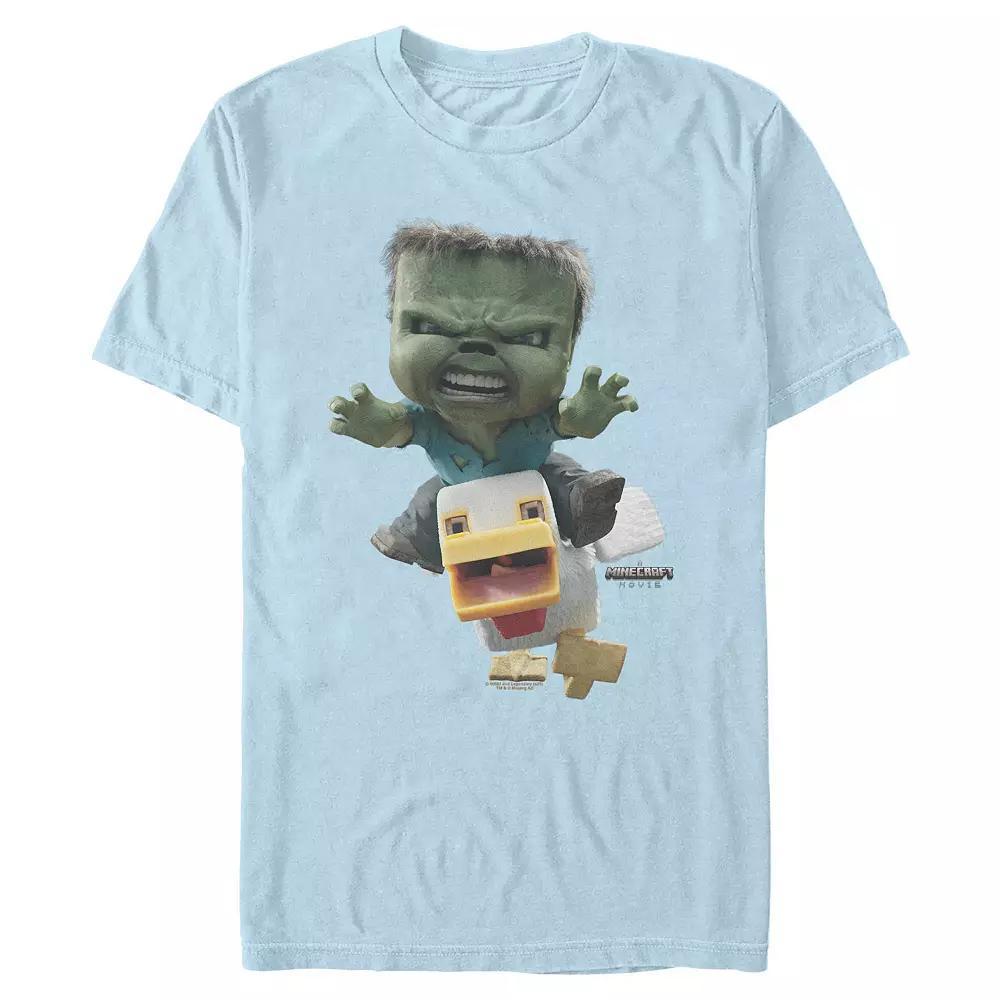 Men's Minecraft Chicken Jockey Attack Graphic Tee, Size: Medium, Light Blue Product Image