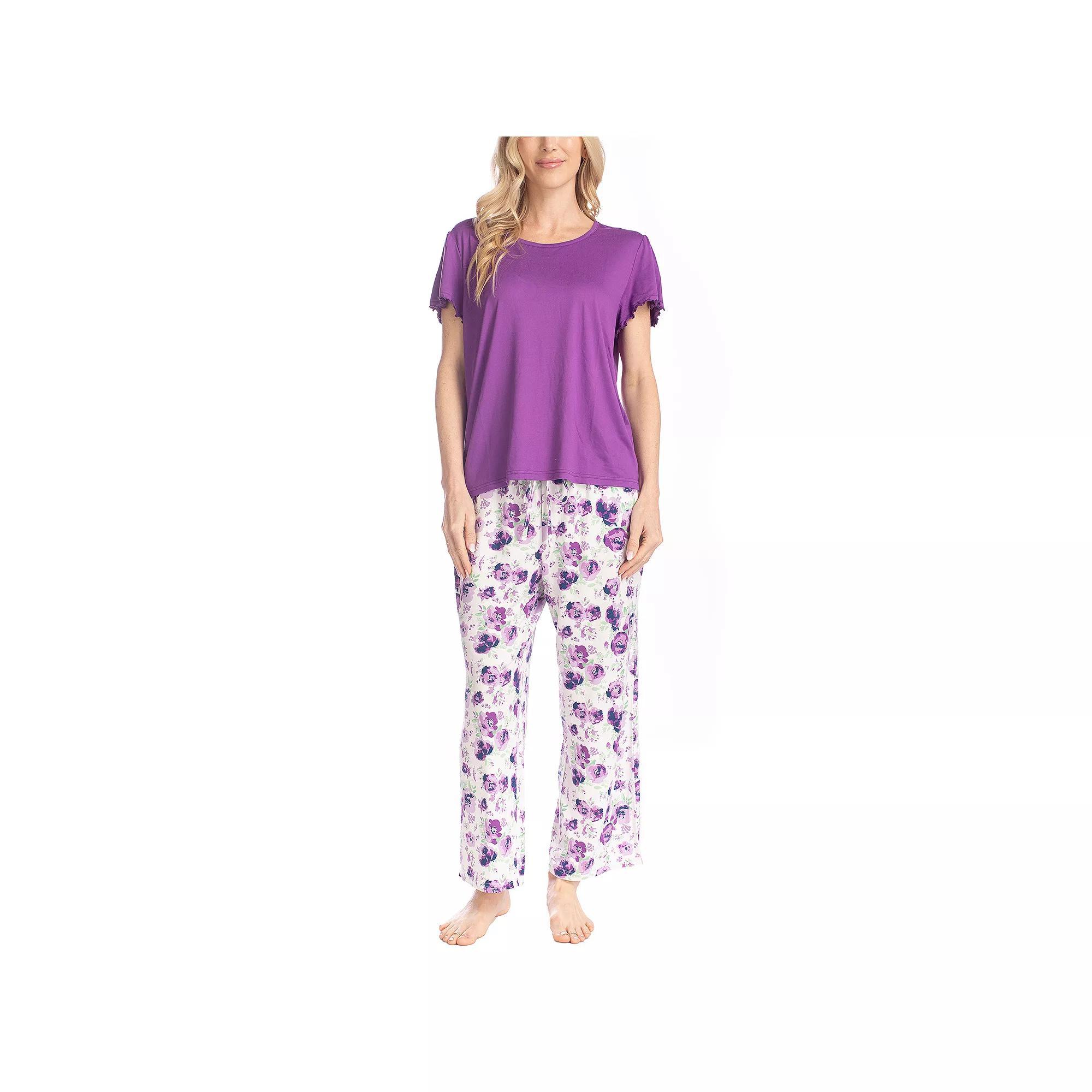 Women's MUK LUKS Artistic Garden Pajama Top & Pajama Pants Set, Size: Medium, Garden Floral Product Image