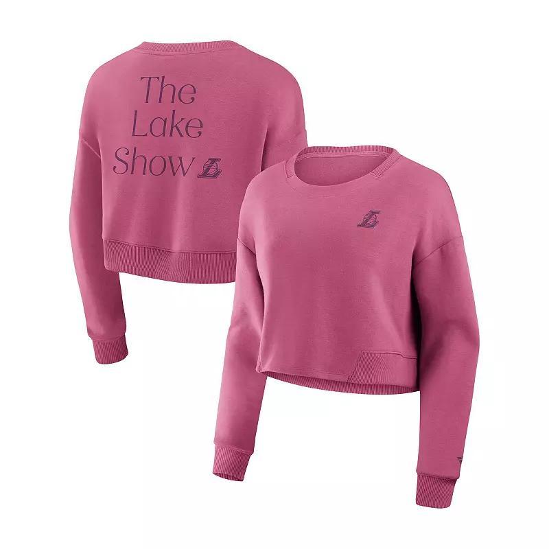 Women's Fanatics Pink Kansas City Chiefs Studio Tri-Blend Cropped Pullover Sweatshirt, Size: Large Product Image