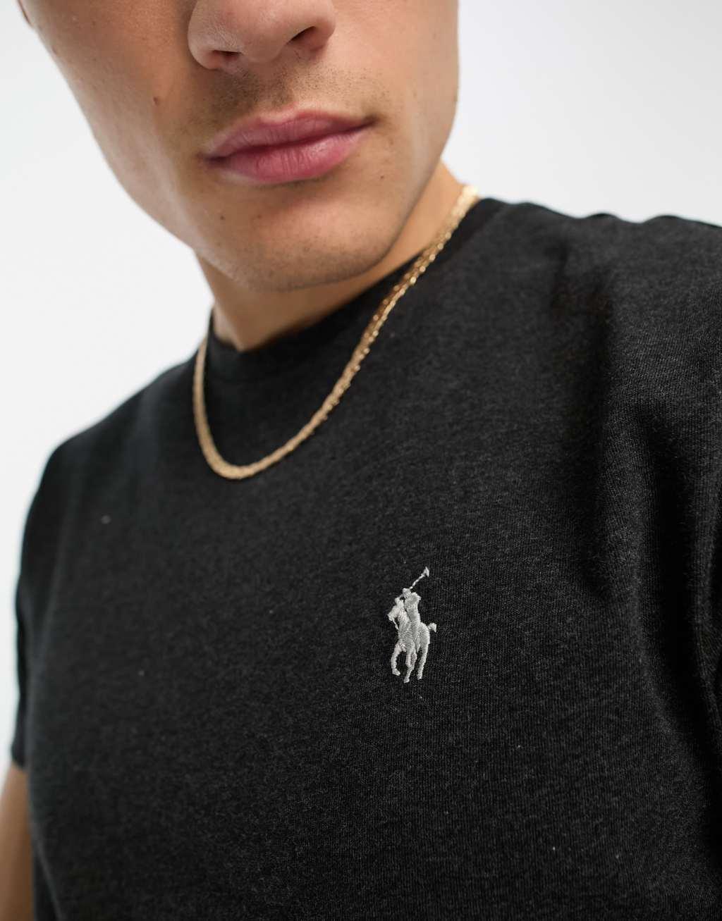 Polo Ralph Lauren icon logo T-shirt custom fit in black heather Product Image