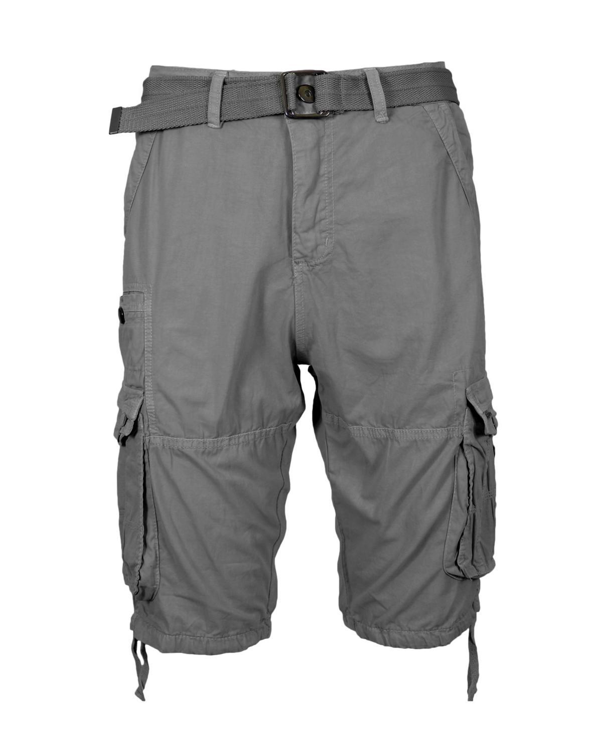 Blu Rock Mens Vintage-Like Cotton Cargo Belted Shorts Product Image