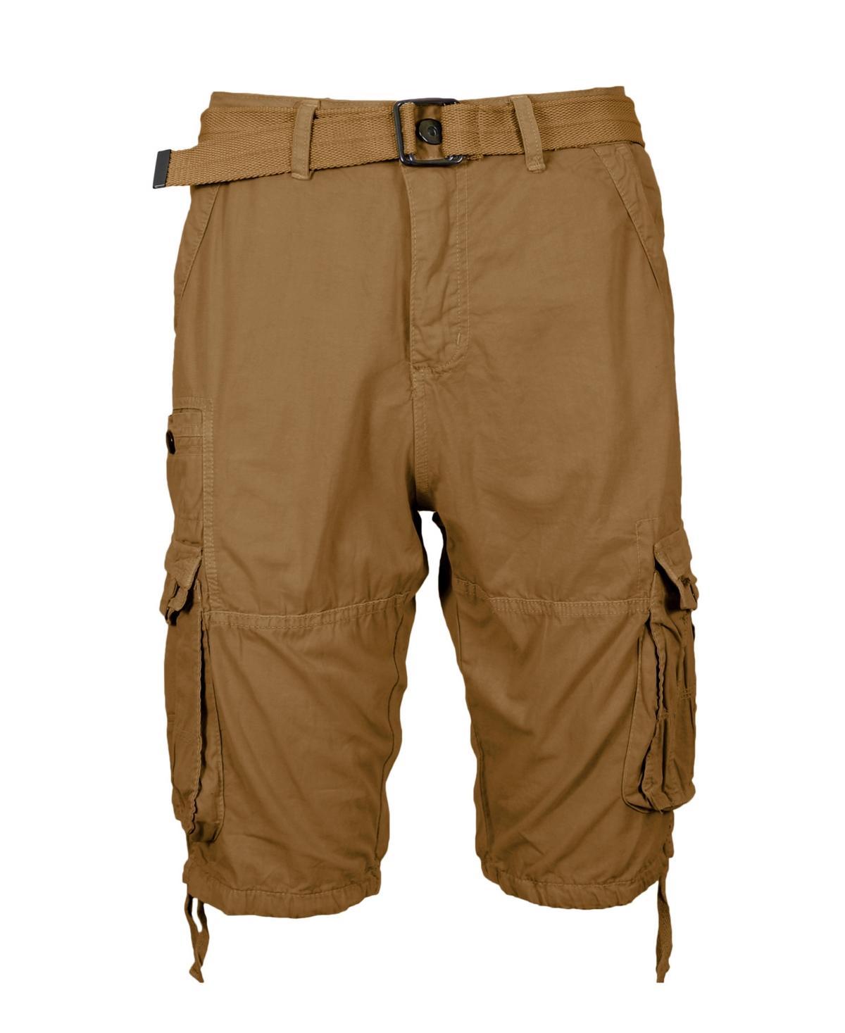 Blu Rock Mens Vintage-Like Cotton Cargo Belted Shorts Product Image