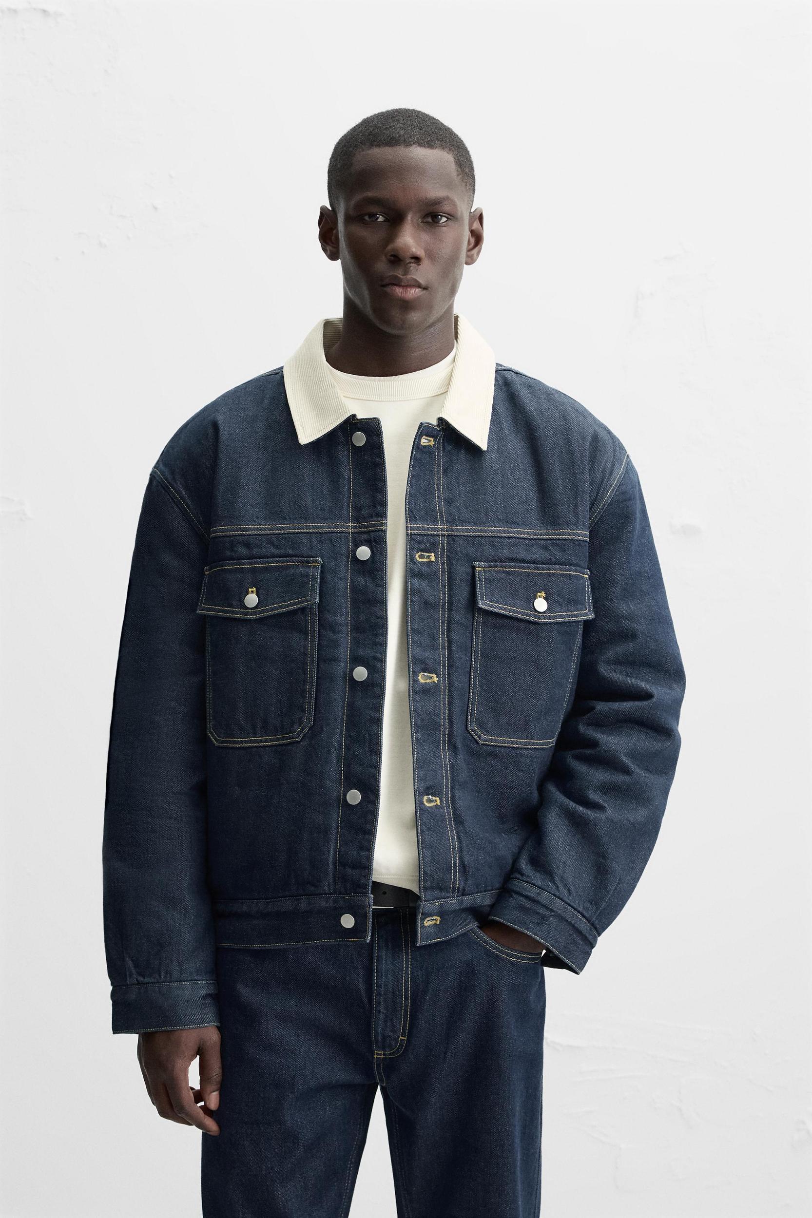 CONTRAST COLLAR DENIM JACKET Product Image