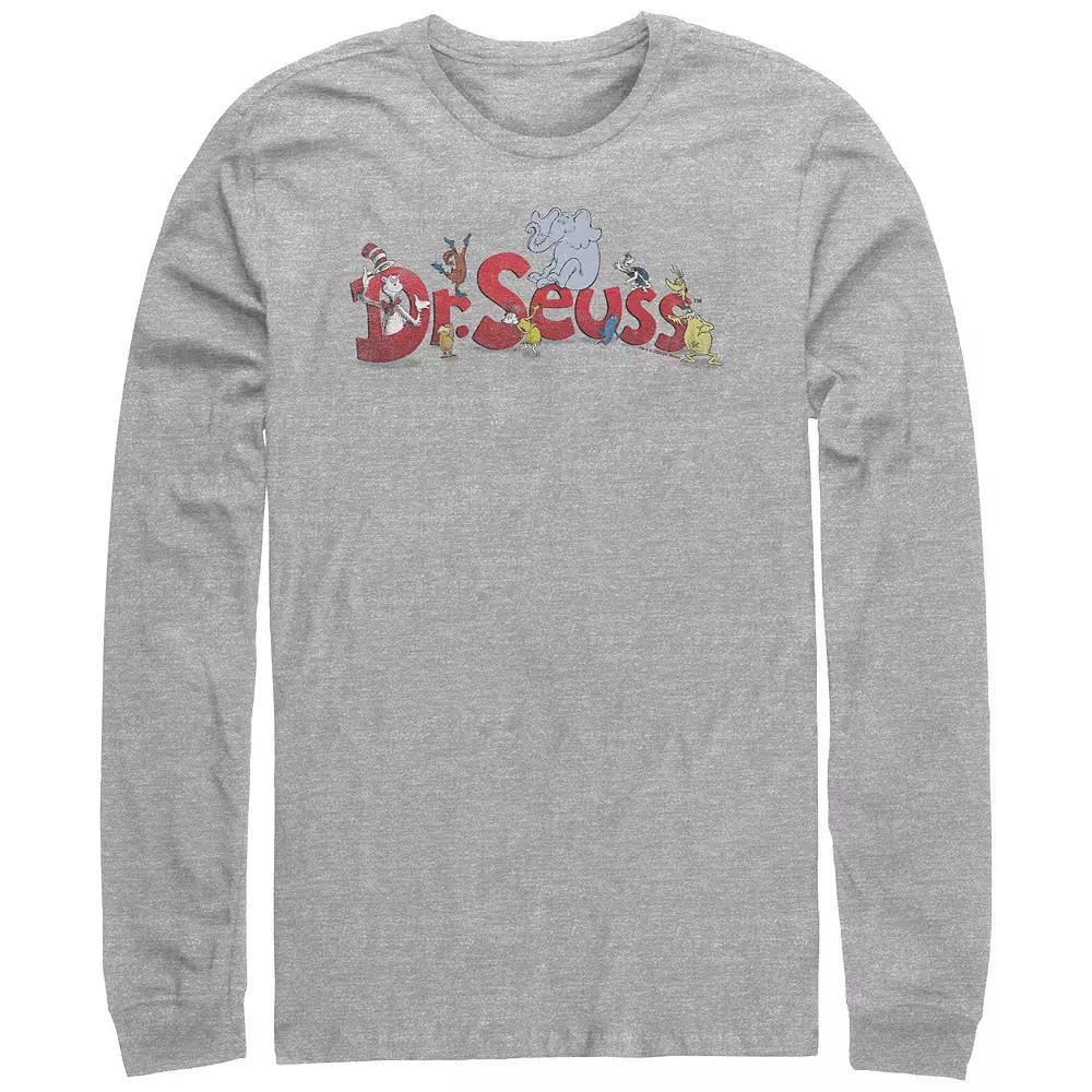 Men's Dr. Seuss Characters Long Sleeve Graphic Tee, Size: Small, Athletic Grey Product Image