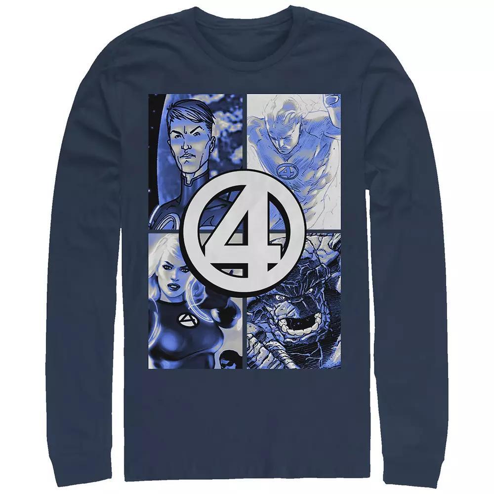 Men's Marvel Fantastic Four Team Portraits Long Sleeve Graphic Tee, Size: XXL, Blue Product Image
