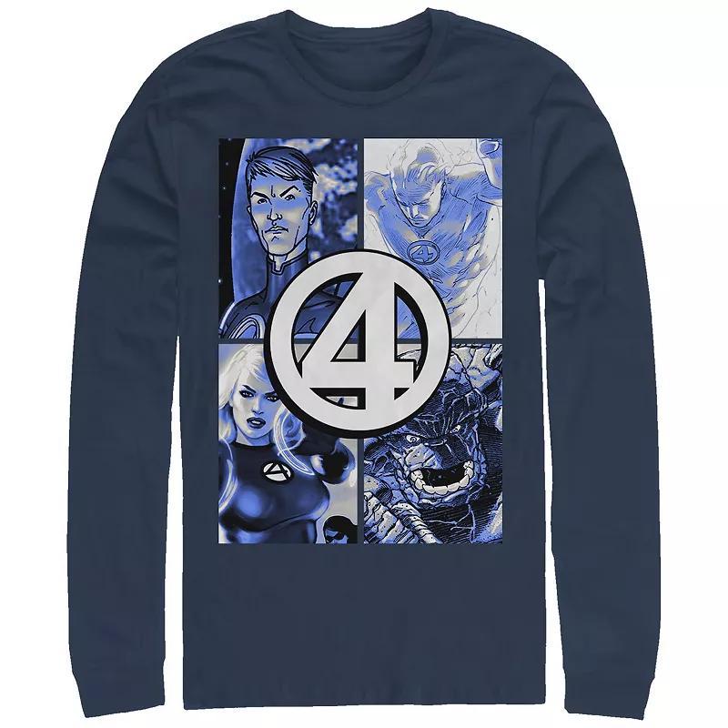 Men's Marvel Fantastic Four Team Portraits Long Sleeve Graphic Tee, Size: XXL, Blue Product Image