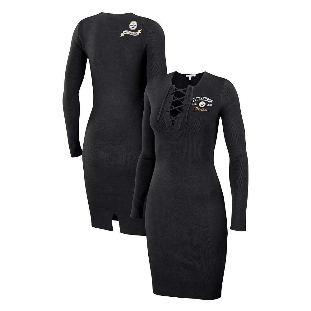 Womens WEAR by Erin Andrews New Orleans Saints Lace Up Long Sleeve Dress Product Image