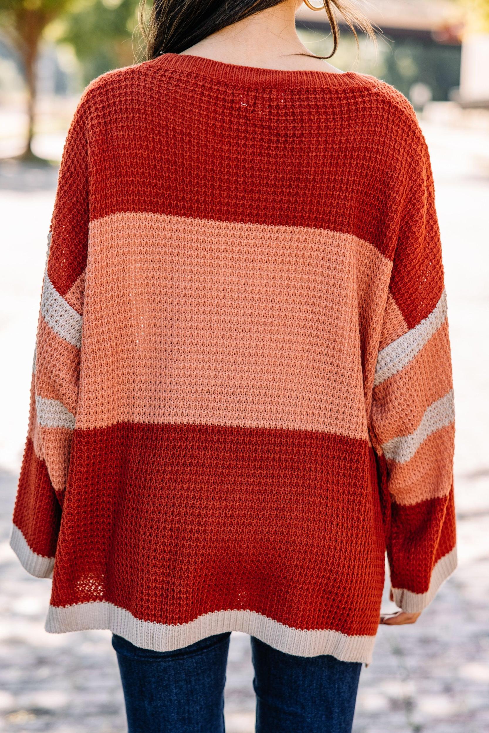 Carry On Brick Orange Colorblock Sweater Female Product Image