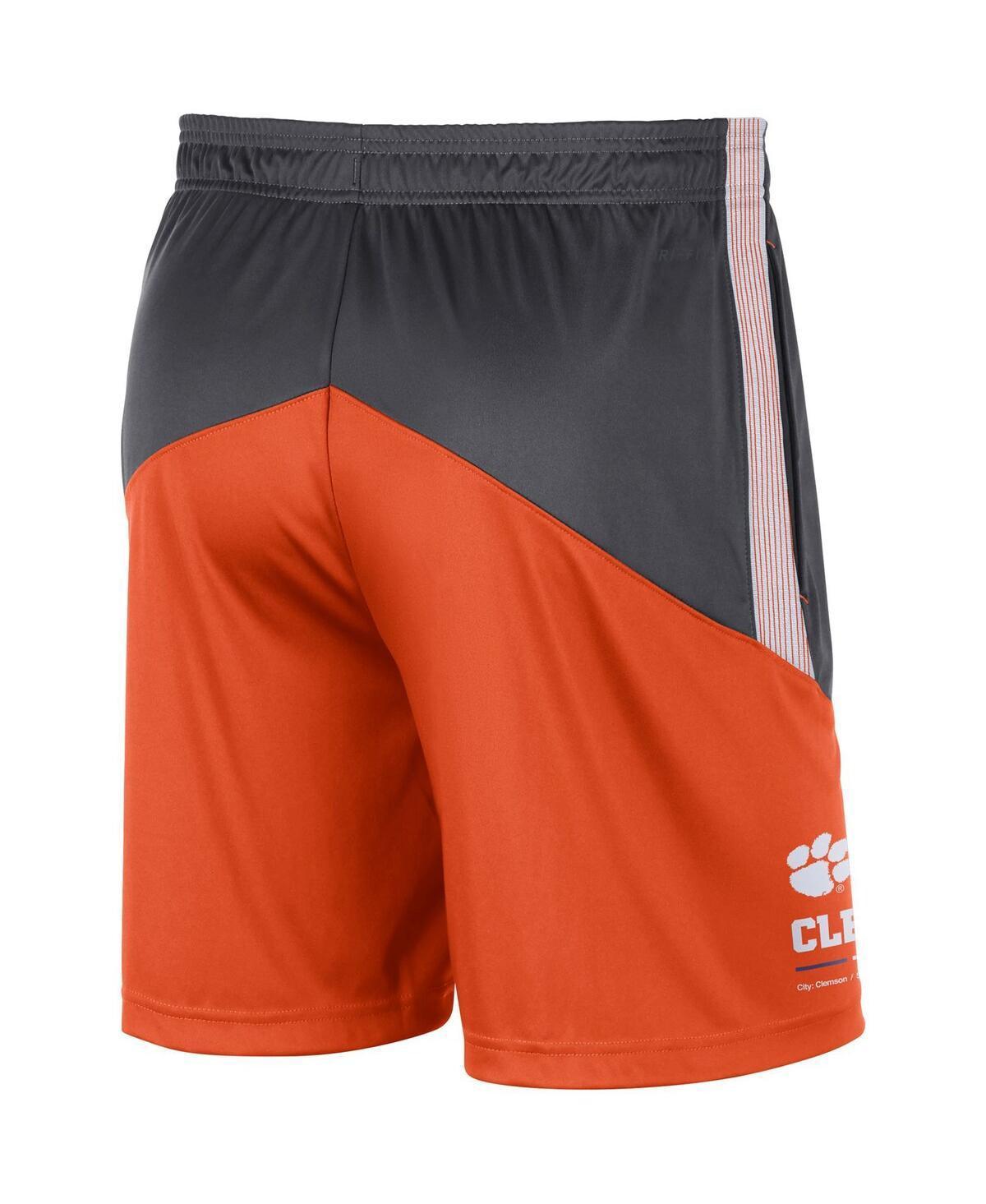 Men's Nike Anthracite/Orange Clemson Tigers Team Performance Knit Shorts, Size: Medium, Grey Product Image