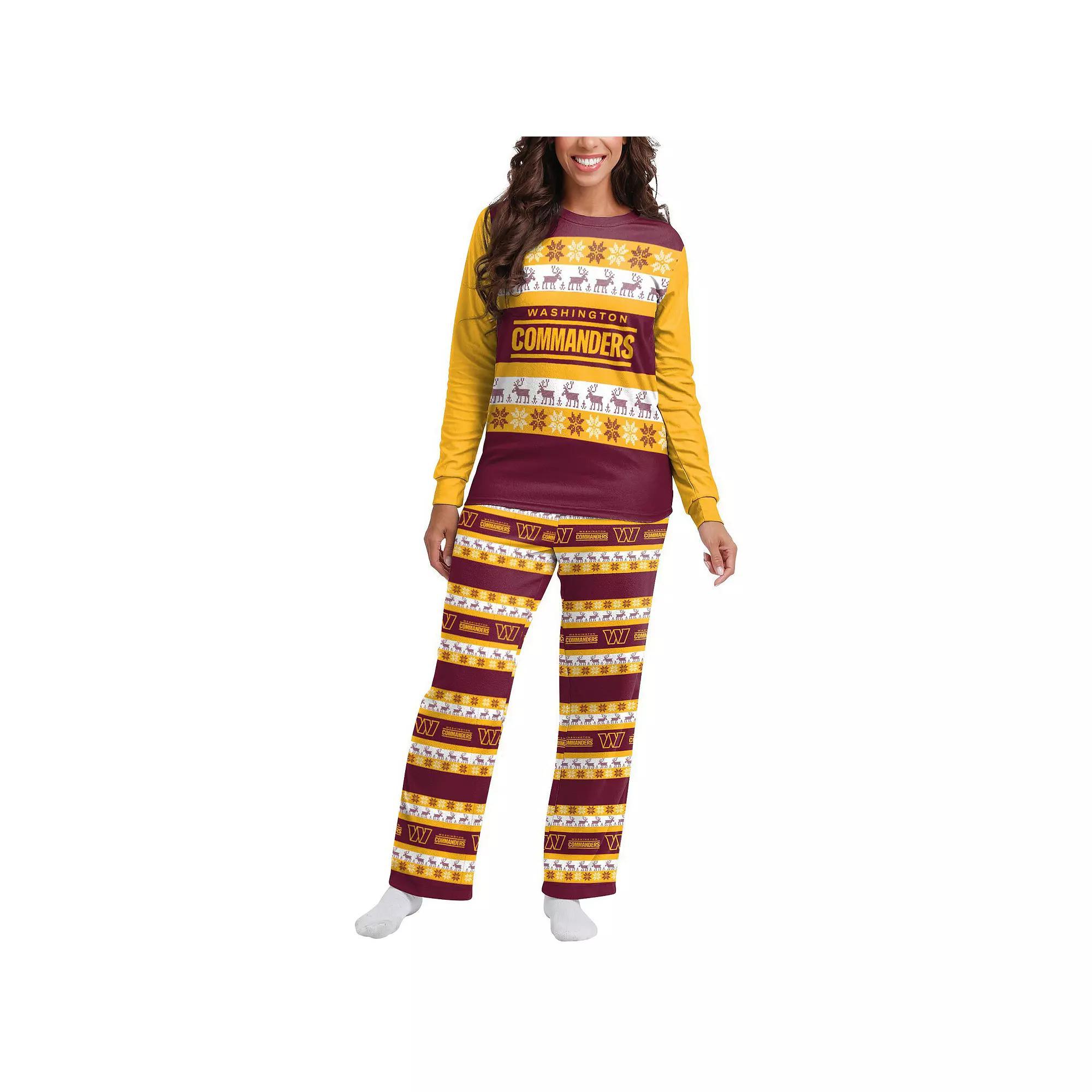 Women's FOCO Burgundy Washington Commanders Team Ugly Pajamas Set, Size: XL, Wft Med Re Product Image