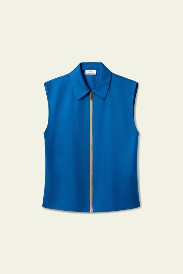 Sleeveless Full Zip Silk Vest Product Image