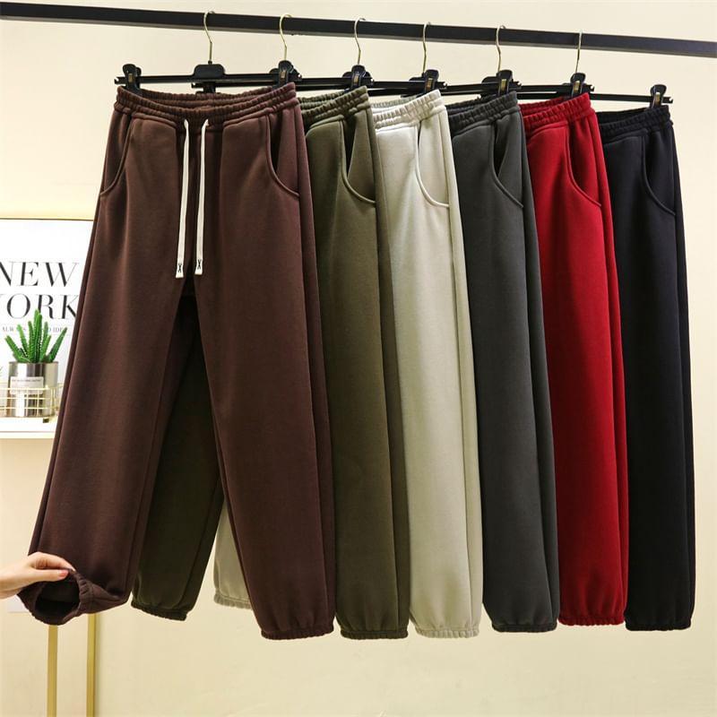 Drawstring Waist Plain Harem Sweatpants Product Image