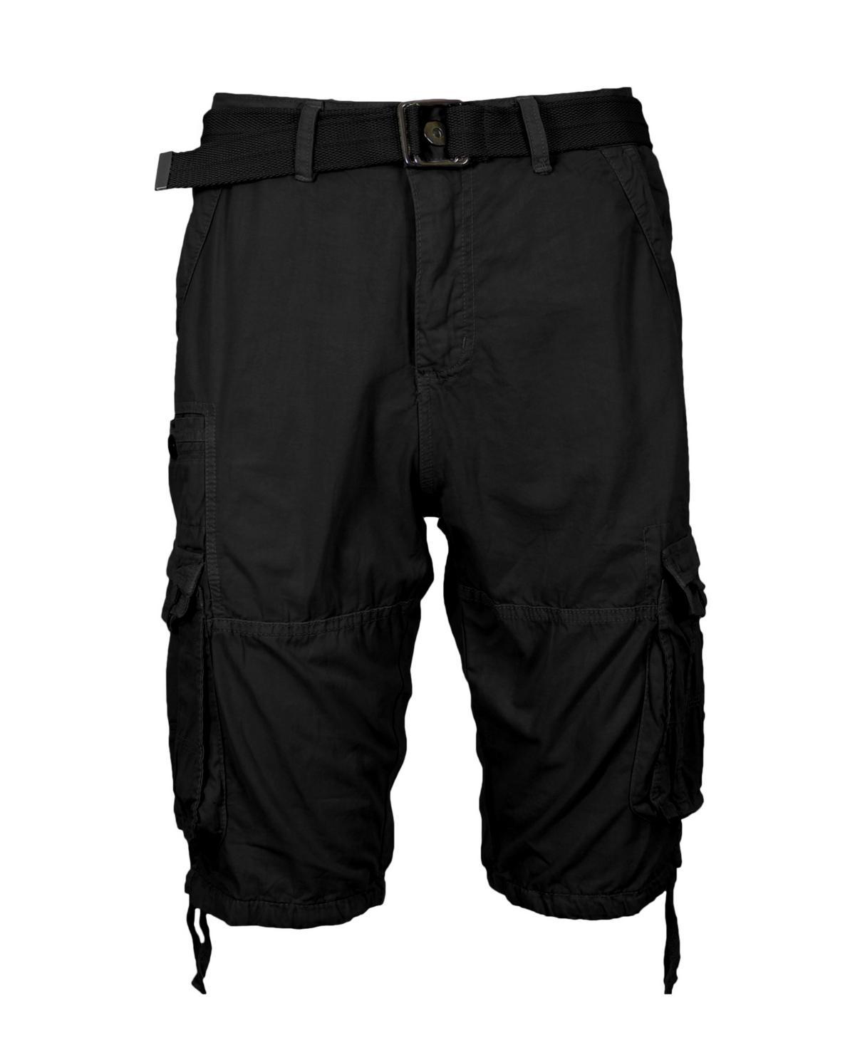 Blu Rock Mens Vintage-Like Cotton Cargo Belted Shorts Product Image