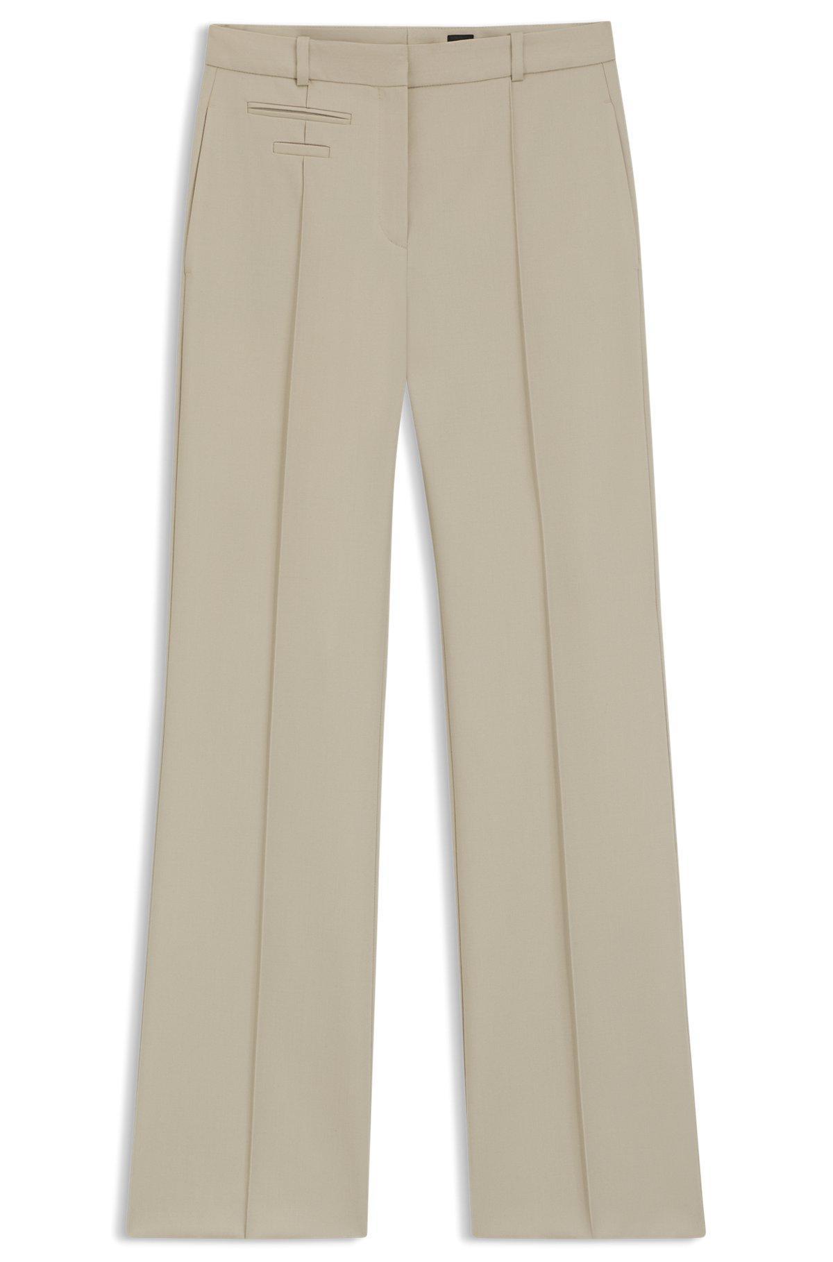 BOSS - Regular-fit trousers in virgin-wool twill - Light Beige Product Image