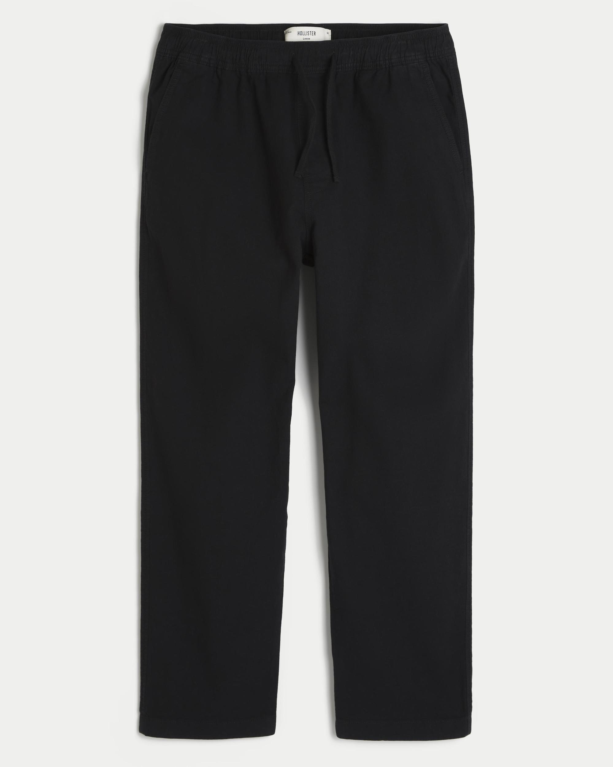 Linen-Blend Loose Pull-On Pants Product Image