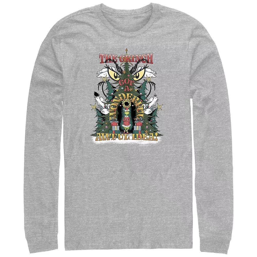 Big & Tall Dr. Seuss Grinch Got A Wonderful Awful Idea Long Sleeve Graphic Tee, Men's, Size: 4XL Tall, Athletic Grey Product Image