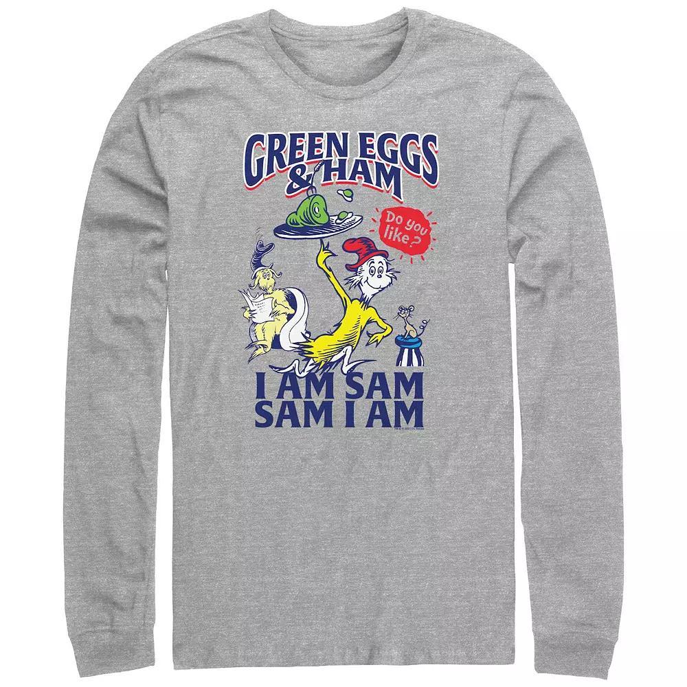 Big & Tall Dr. Seuss Green Eggs And Ham Do you Like Them? Long Sleeve Graphic Tee, Men's, Size: XL Tall, Athletic Grey Product Image