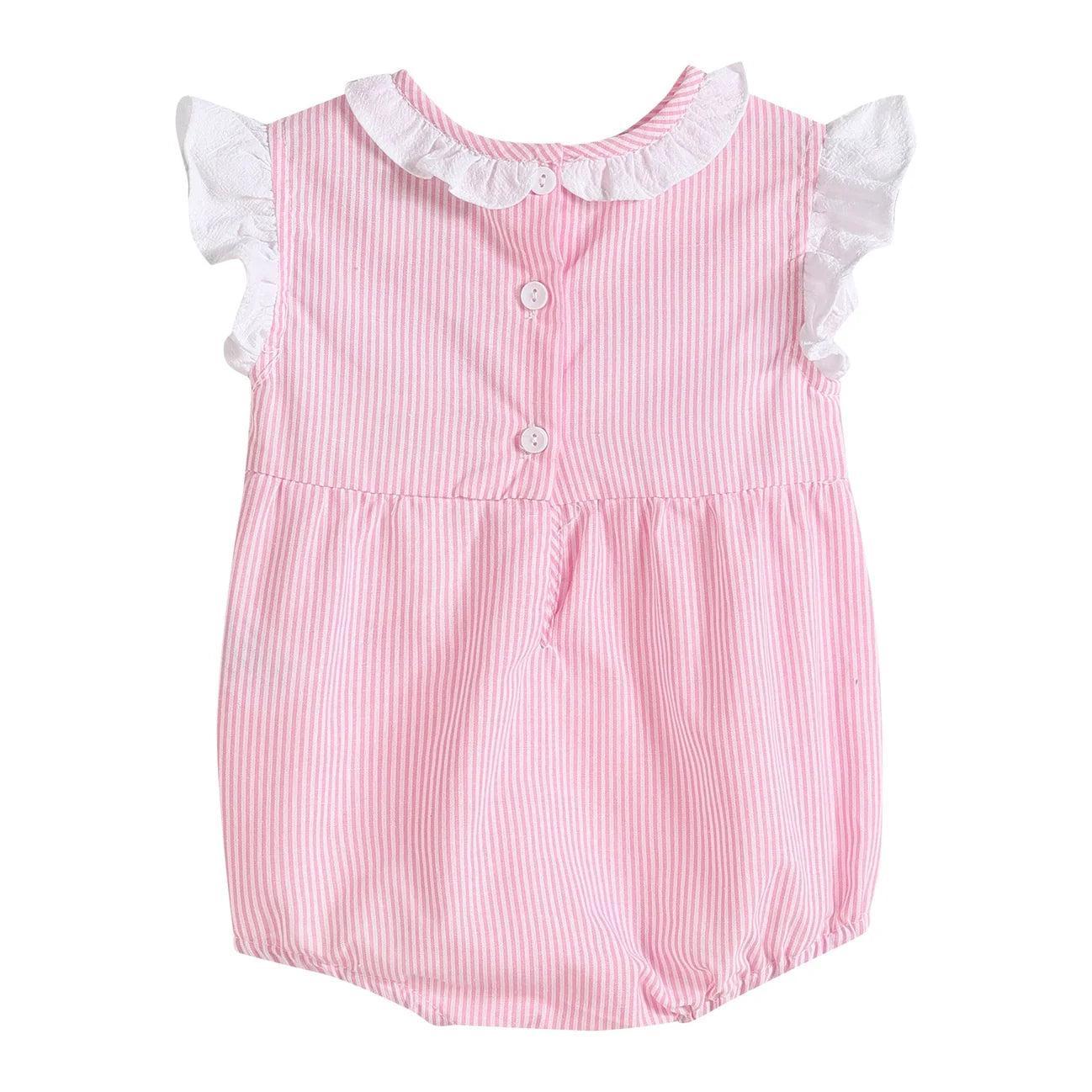 Pink Striped Little Sister Smocked Romper Product Image