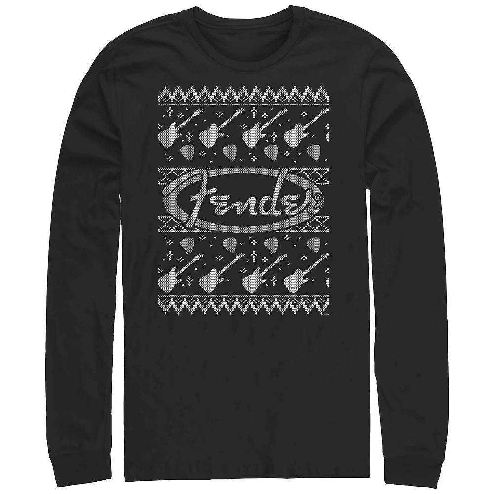 Big & Tall Fender Christmas Sweater Long Sleeve Graphic Tee, Men's, Size: 4XL Tall, Black Product Image