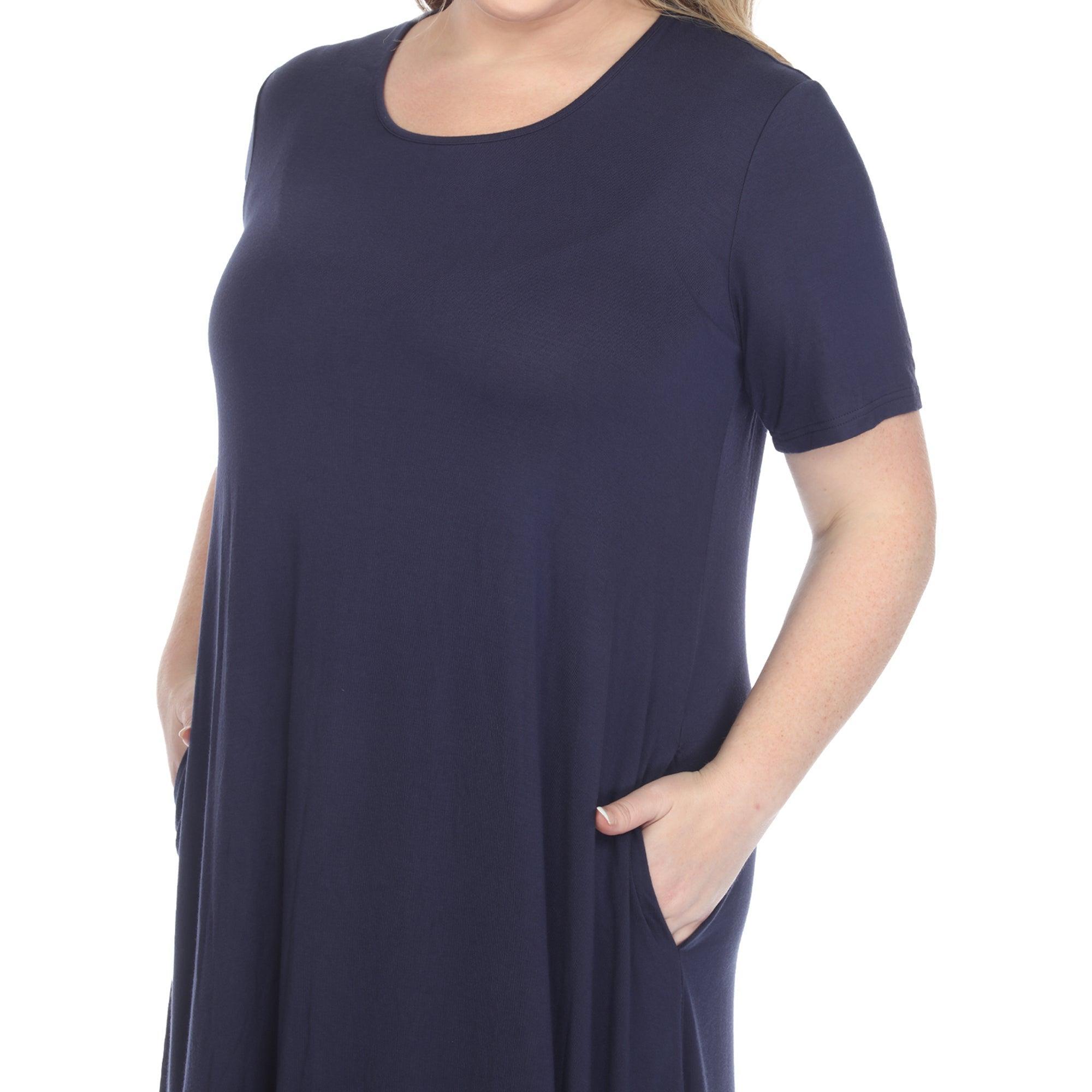 Short Sleeve Pocket Swing Midi Dress - Plus Product Image