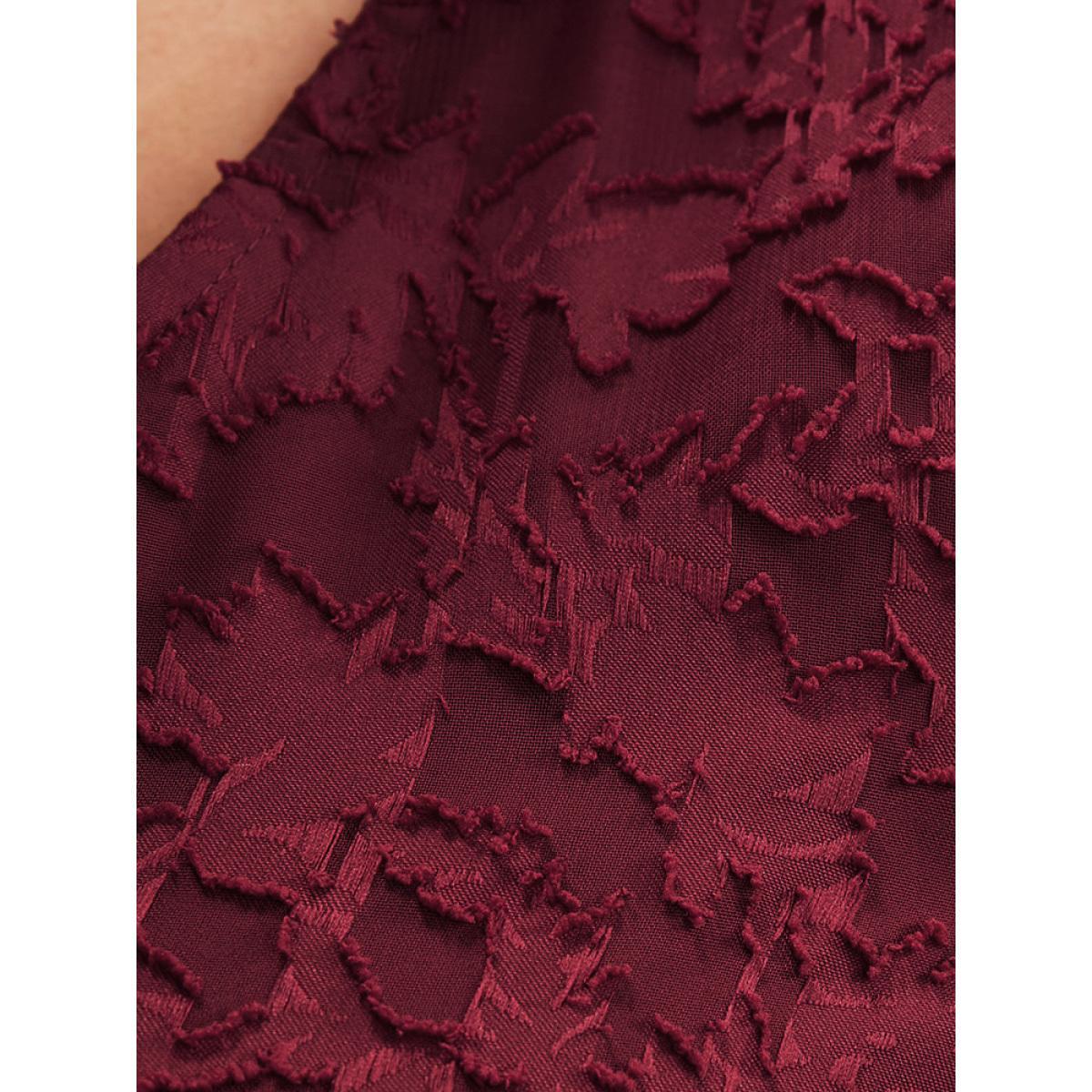Plus Size Floral Pocket Lantern Sleeve Belted Surplice Neck Dress Scarlet Women Glamour Belted V-neck Long Sleeve Curvy Midi Dress BloomChic 28/5X Product Image