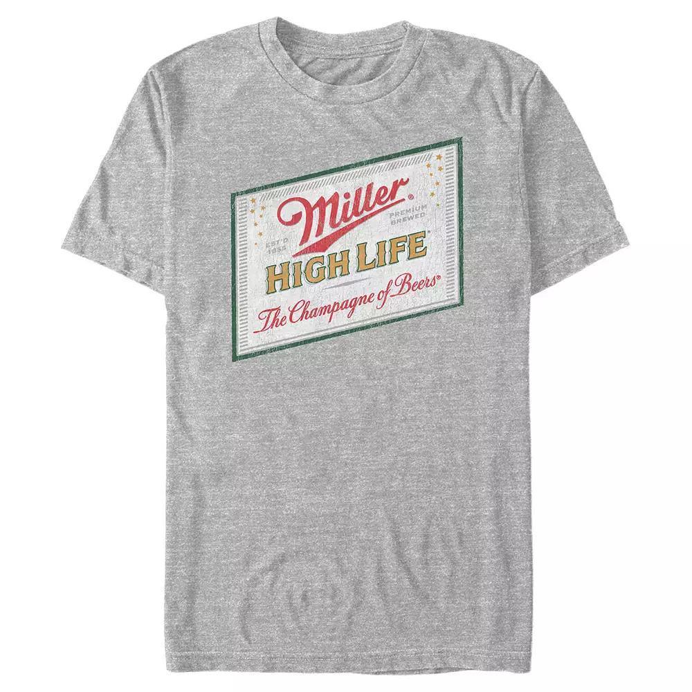 Men's Coors Light Miller High Life Label Graphic Tee, Size: Small, Athletic Grey Product Image