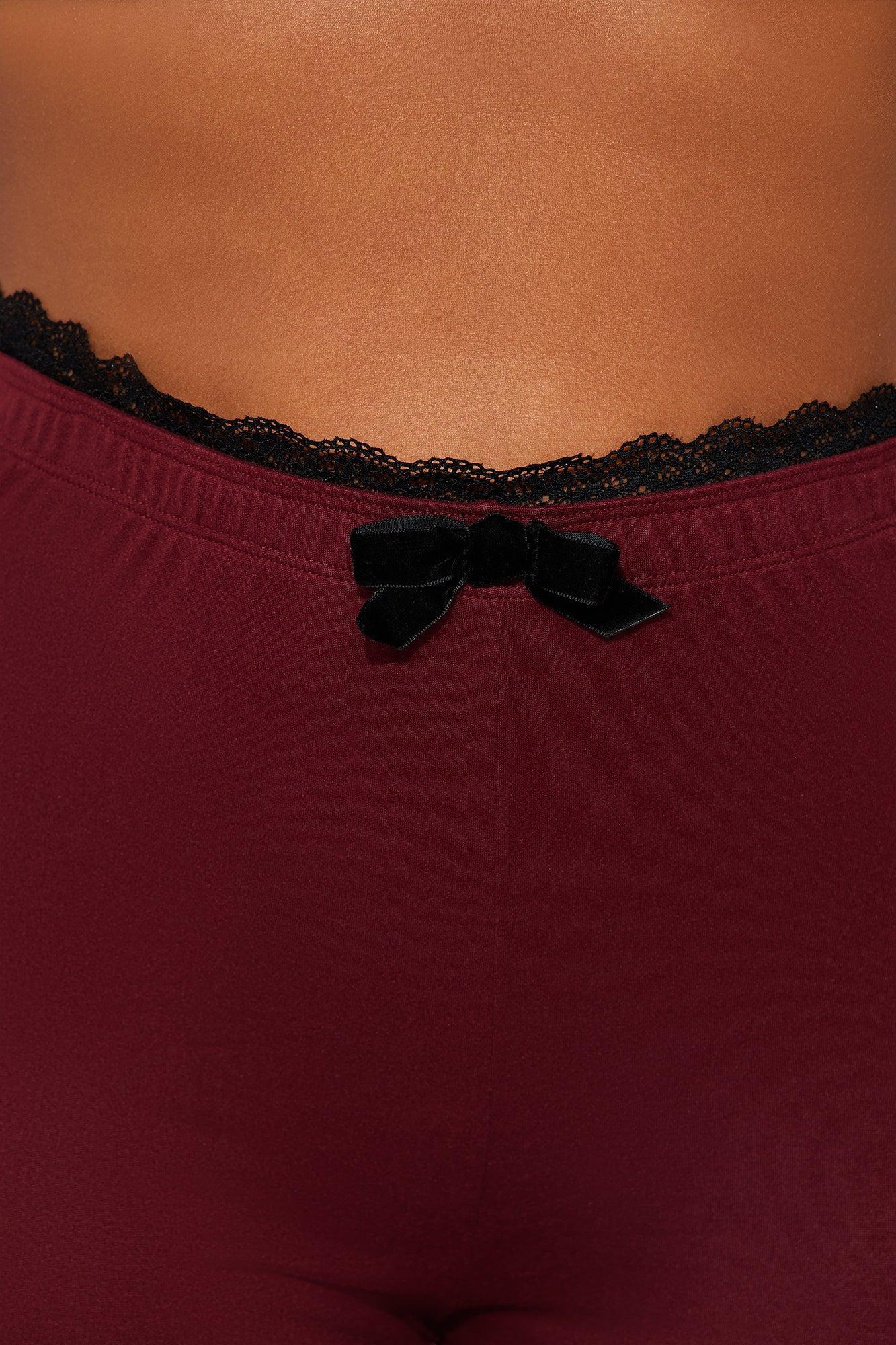 Valentina Solid Lace Trim Capri Legging - Burgundy Product Image