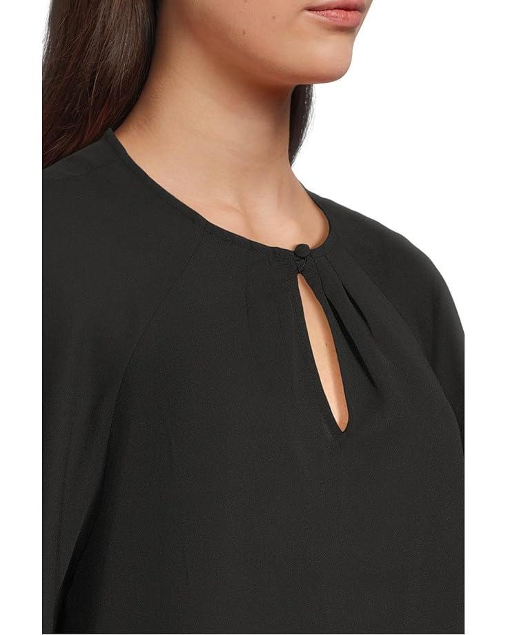 Short Sleeves Ruffle Cuff Crew Neck Blouse Product Image