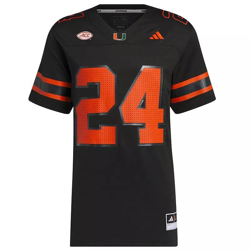 Men's adidas #24 Black Miami Hurricanes Premier Strategy Jersey, Size: Large Product Image