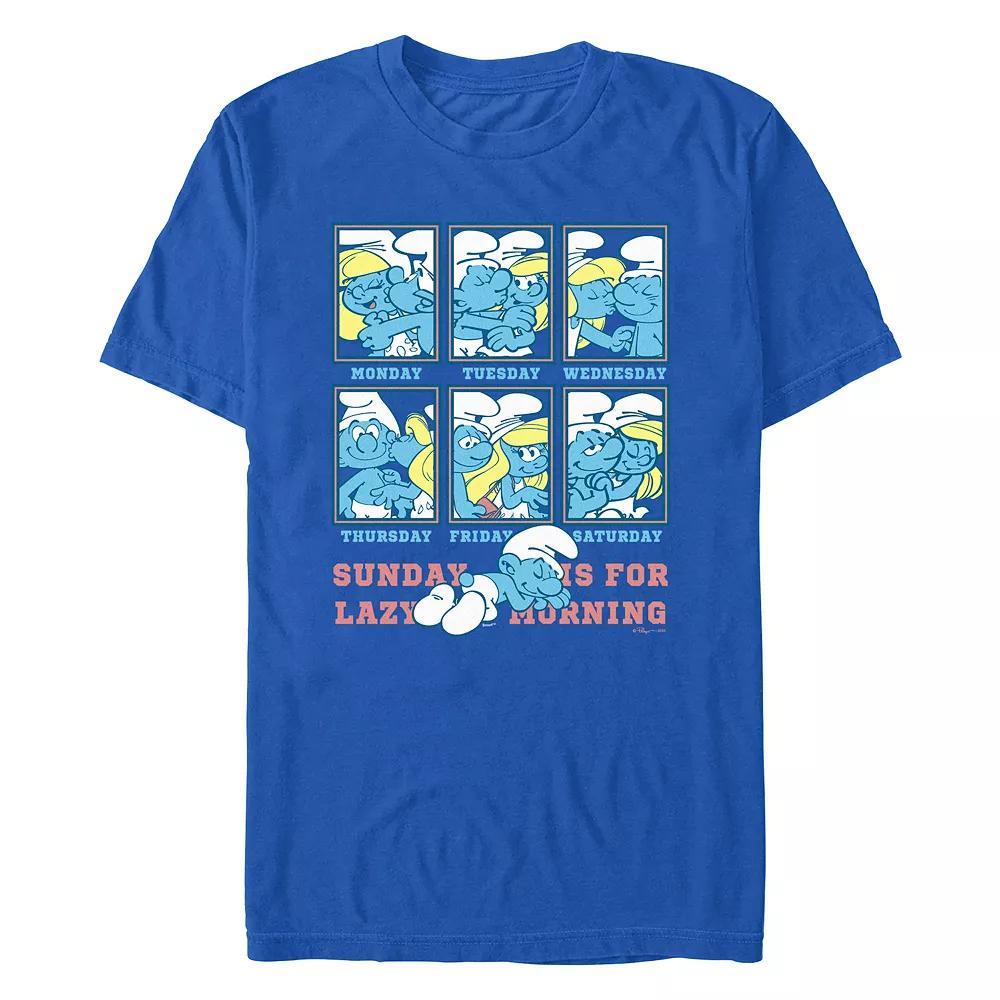 Men's Smurfs Sunday Is For Lazy Morning Graphic Tee, Size: XL, Royal Product Image