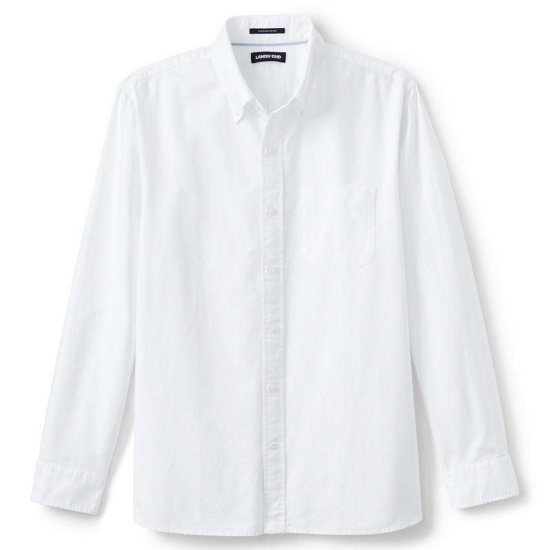Men's Lands' End Tailored-Fit Sail Rigger Oxford Shirt, Size: Medium, White Product Image